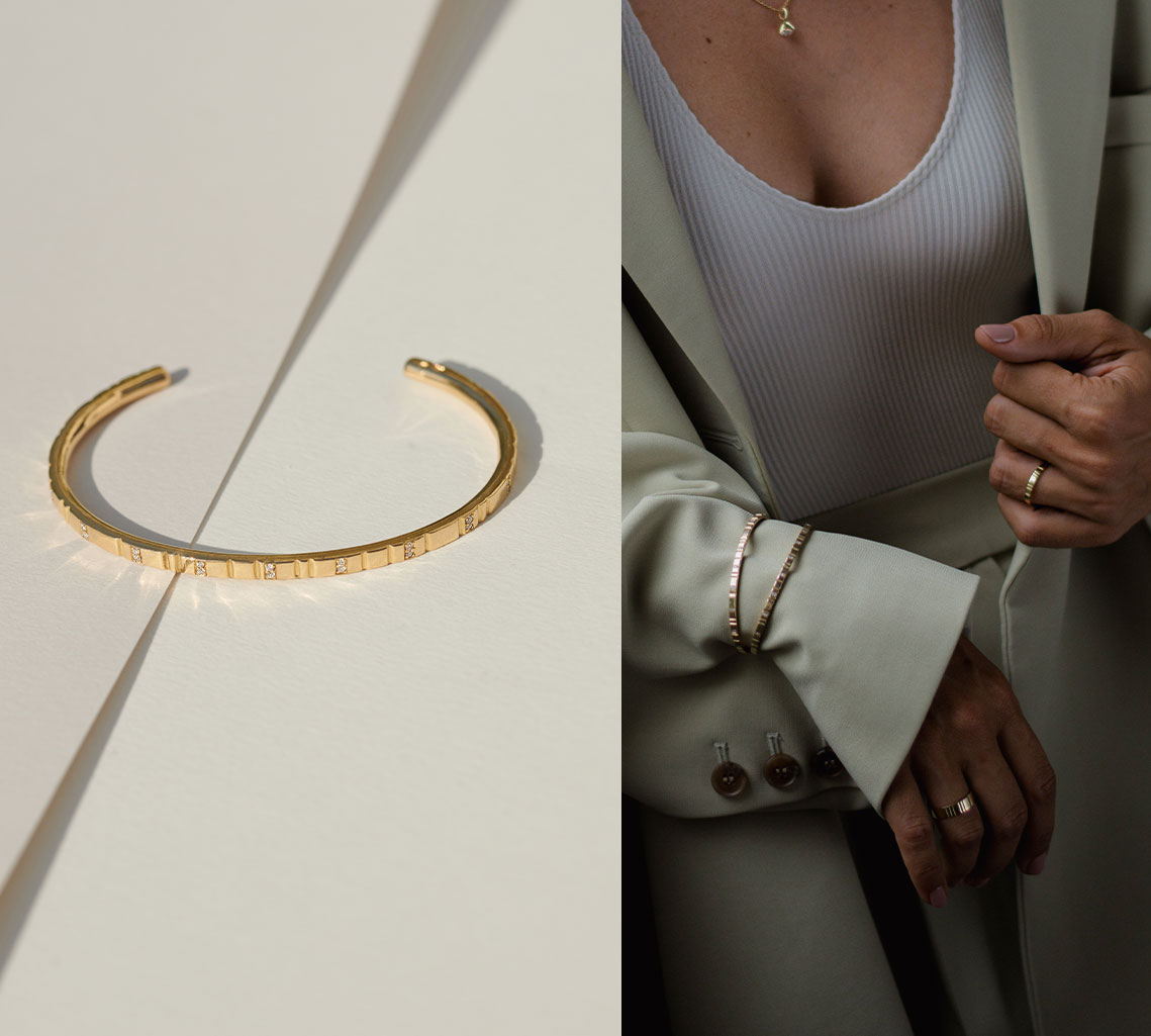 Armreife und Bangle aus recyceltem Gold und Silber