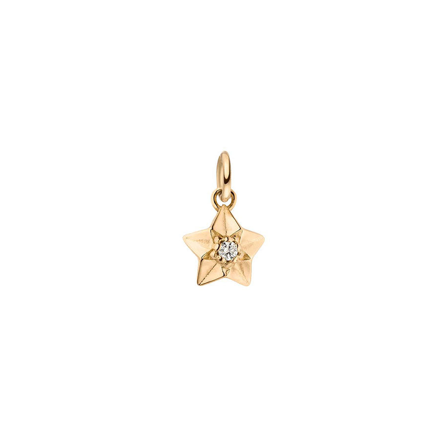 Mini Stern Designer Schmuck Anhänger aus 18 Karat Gold mit Labor Diamant in der Mitte