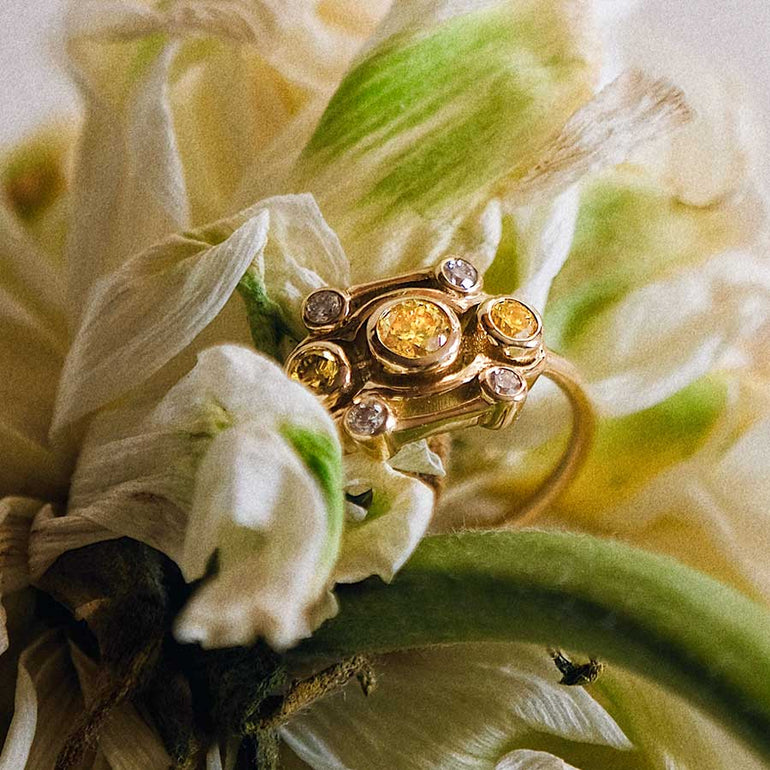 Gelber Labordiamanten Ring