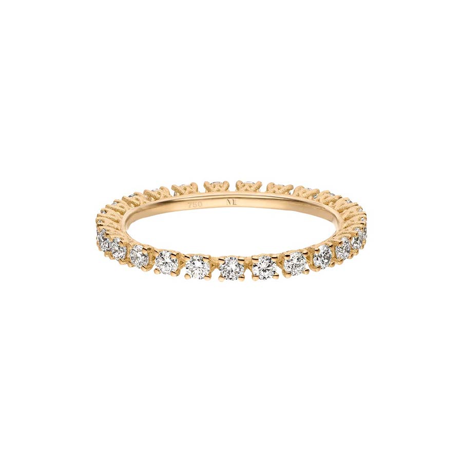 Memoire Verlobungsring mit Designer Fassung und Labordiamanten rundrum besetzt