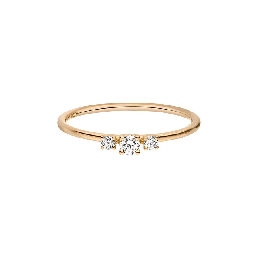 Trilogie Ring mit 3 Labordiamanten und nachhaltigem recycling Gold