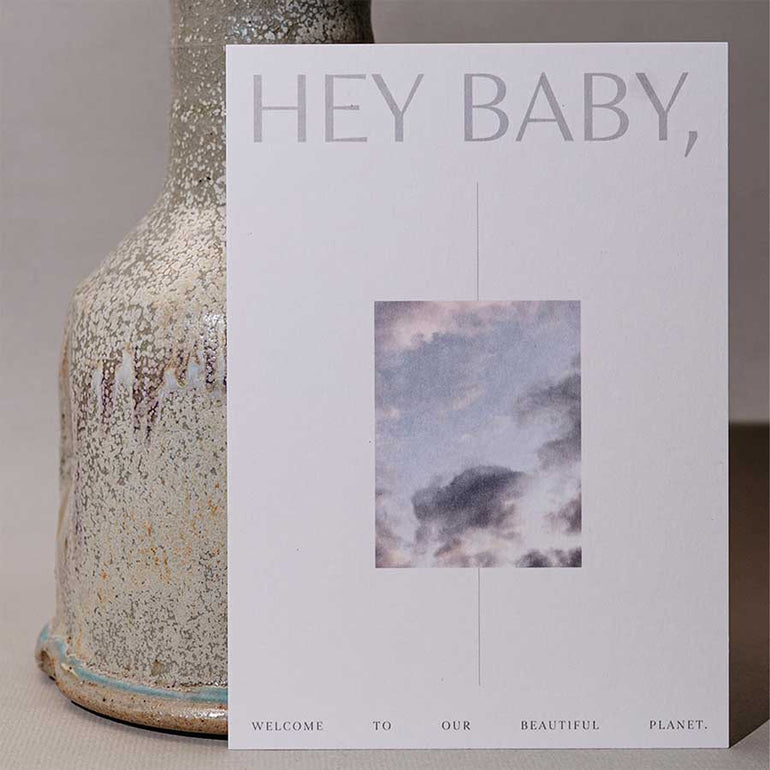 Hey Baby Psotkarte zur Geburt eines BAybs