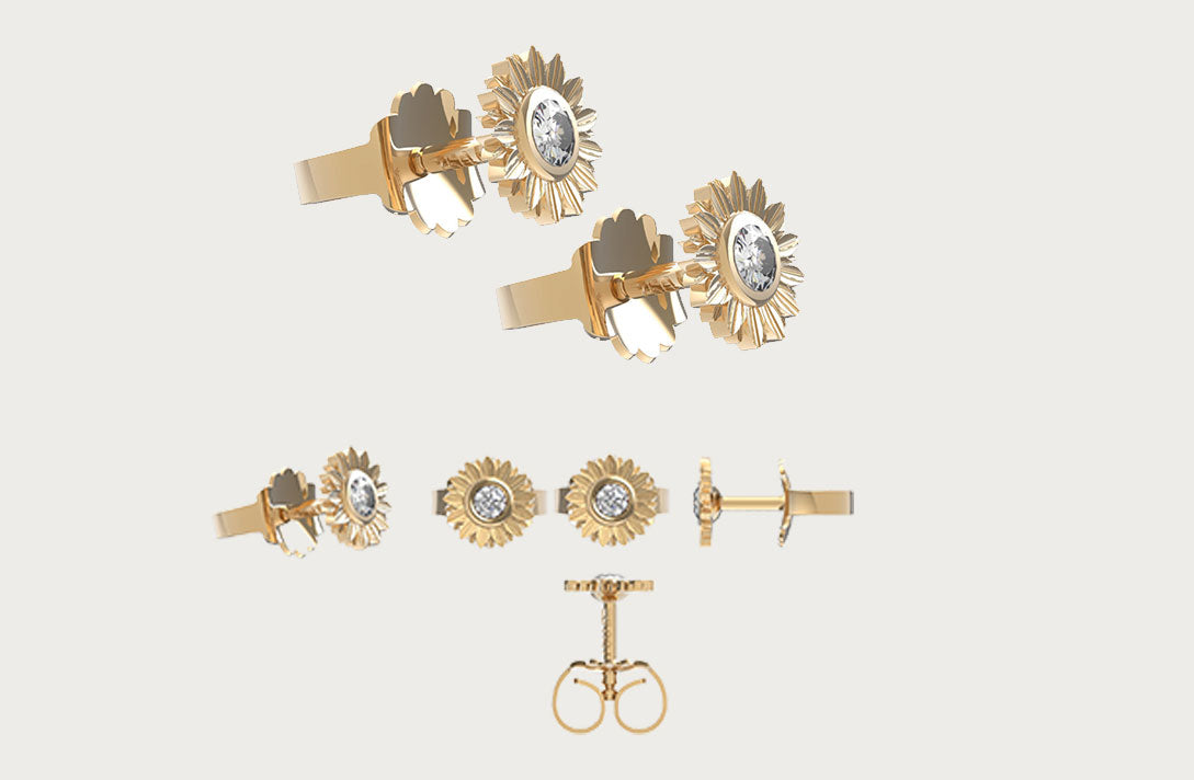 Sonnenblumen Ohrringe in 3D designt