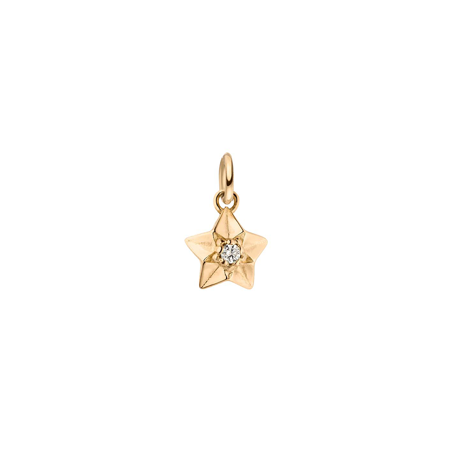 Stern Anhänger – 18 Karat Gold mit synthetischem Diamant