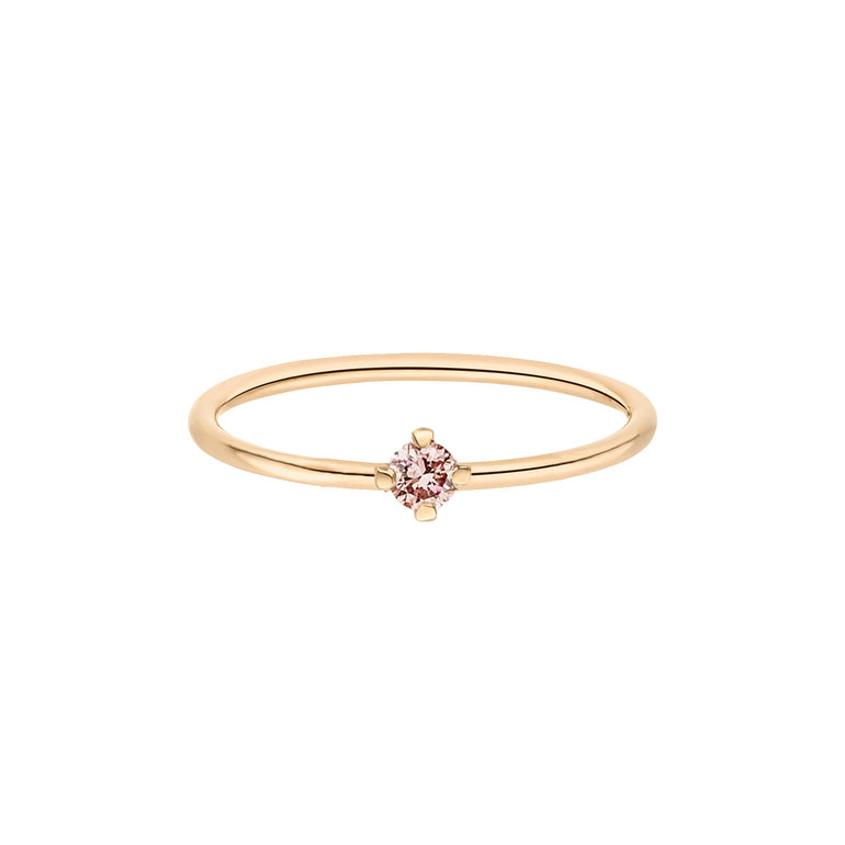 Mini Verlobungsring, feiner recycelter Goldring mit pinkem Labor Diamanten besetzt