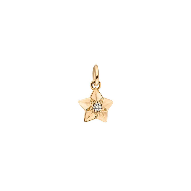 Mini Stern Designer Schmuck Anhänger aus 18 Karat Gold mit Labor Diamant in der Mitte