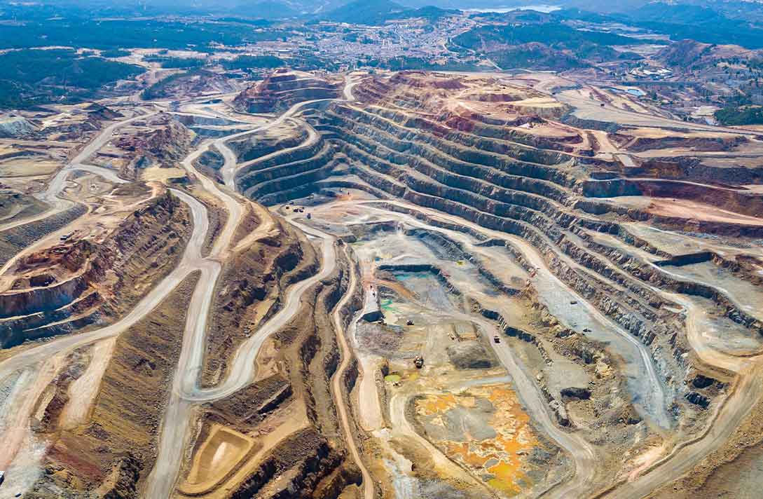 Gold Mine in Riotinto, Huelva, Spanien. Dieses Gebiet am Rio Tinto im andalusischen Spanien wurde für Kupfer, Silber, Gold und andere Mineralien abgebaut