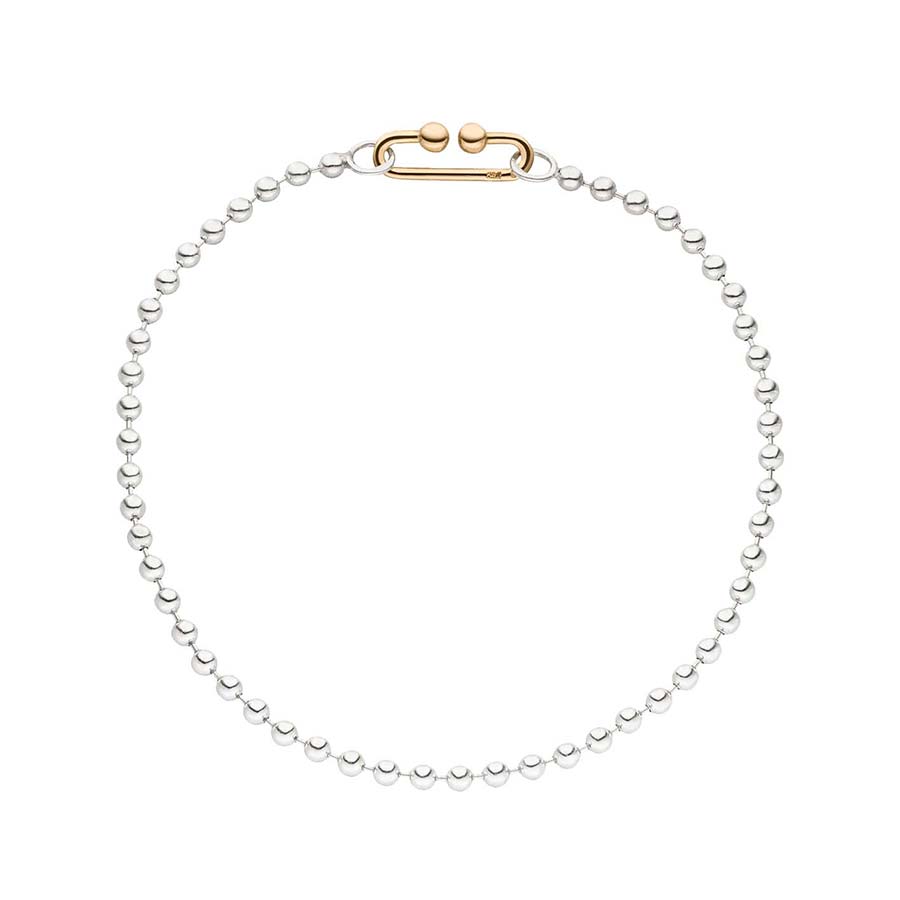 Kugelarmband aus 925er Silber mit goldenem Verschluss