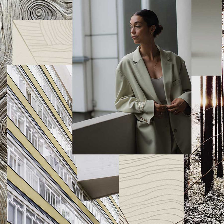 Inspirations Moodboard hinter der Lovelines Kollektion Baumlinien Architektur Linien Midcentury Design