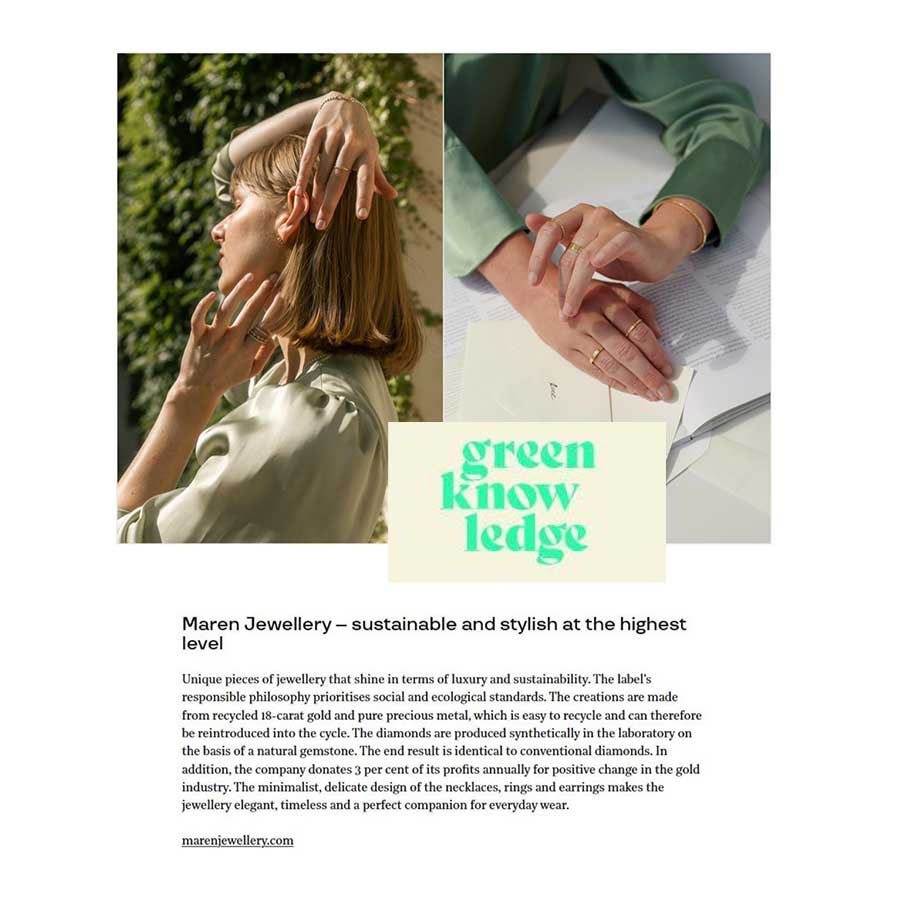 Green Knowledge nennt Maren Jewellery als nachhalitg und stylish