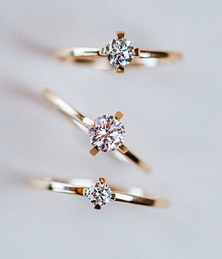 Wunderschöne funkelnde Solitärringe von Maren Jewellery mit Labordiamanten
