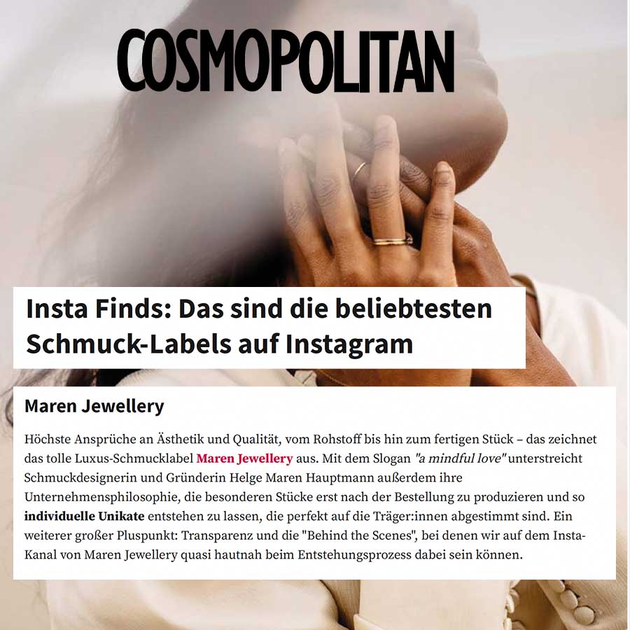 Maren Jewellery ist laut Cosmopolitan eines der beliebtesten Schmuck Label auf Instagram