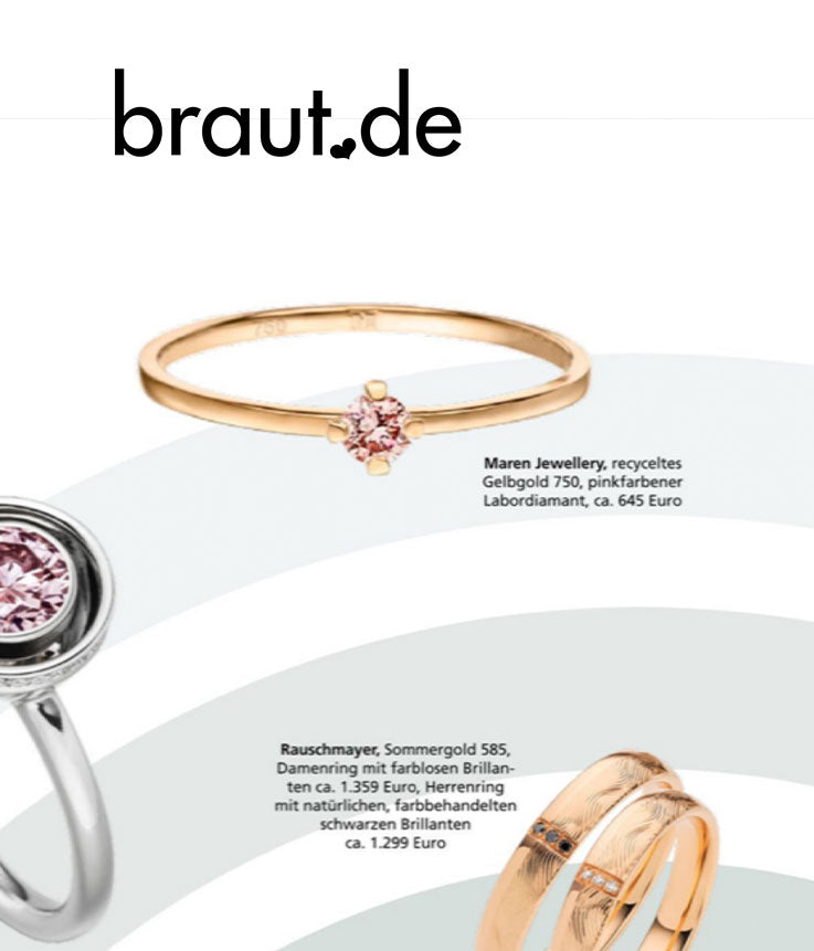 Der Hochzeitsplanner bewirbt den nachhaltigen Mini Solitär Verlobungsring von Maren Jewellery aus recyceltem Gold