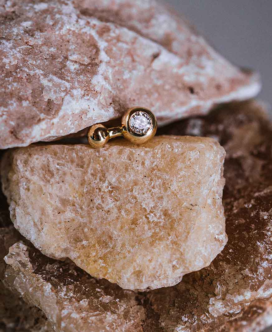 Ohrring aus recyceltem Gold mit RJC Zertifikat