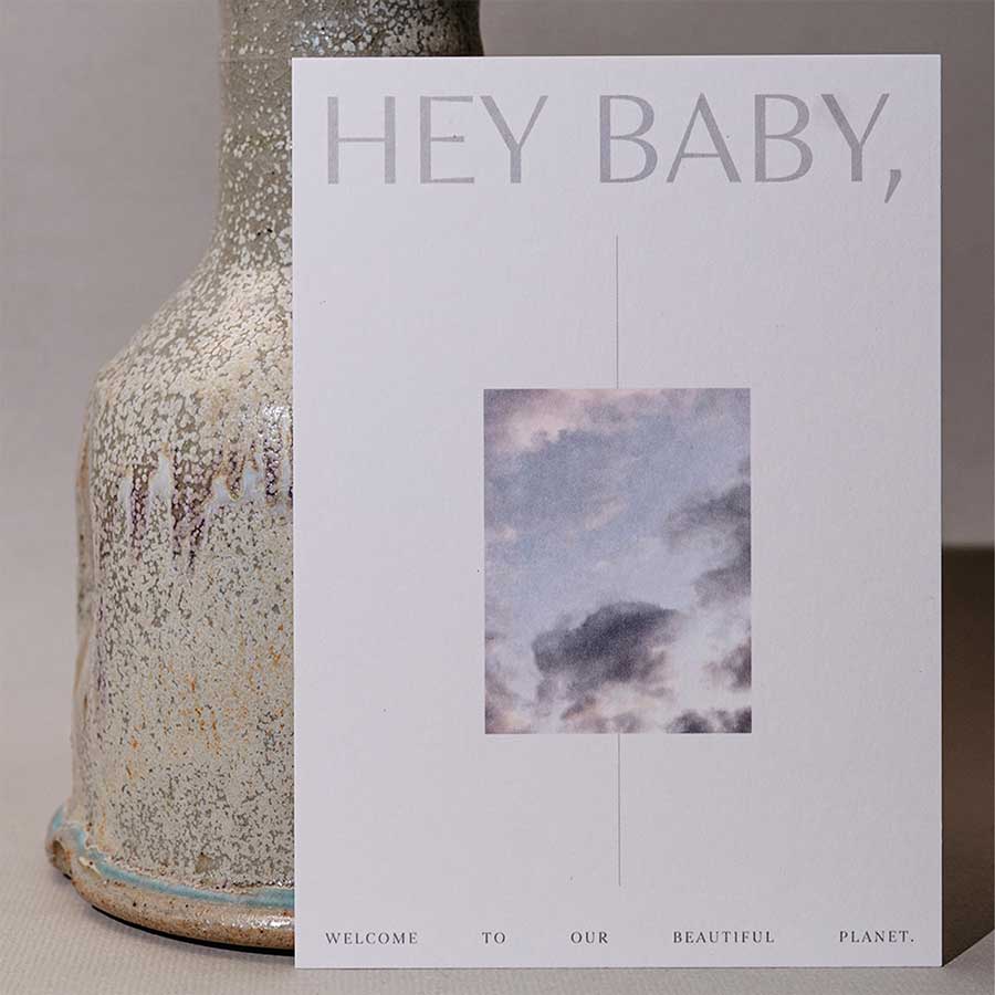 Hey Baby Psotkarte zur Geburt eines BAybs