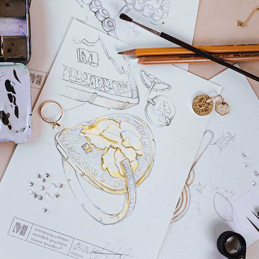 Schmuck Design skizze eines Ringes