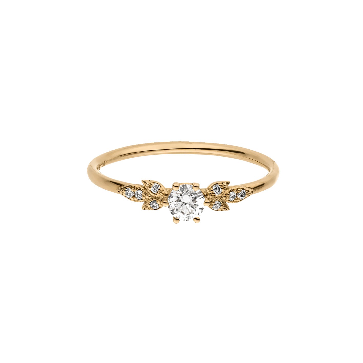 Blätter Ring mit großem Zentrumsstein 
