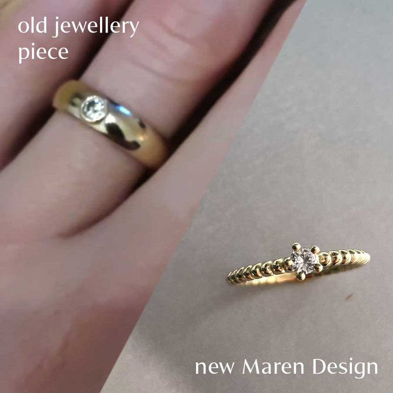 Alter geerbter Ring wurde umgearbeitet zu neuem Design