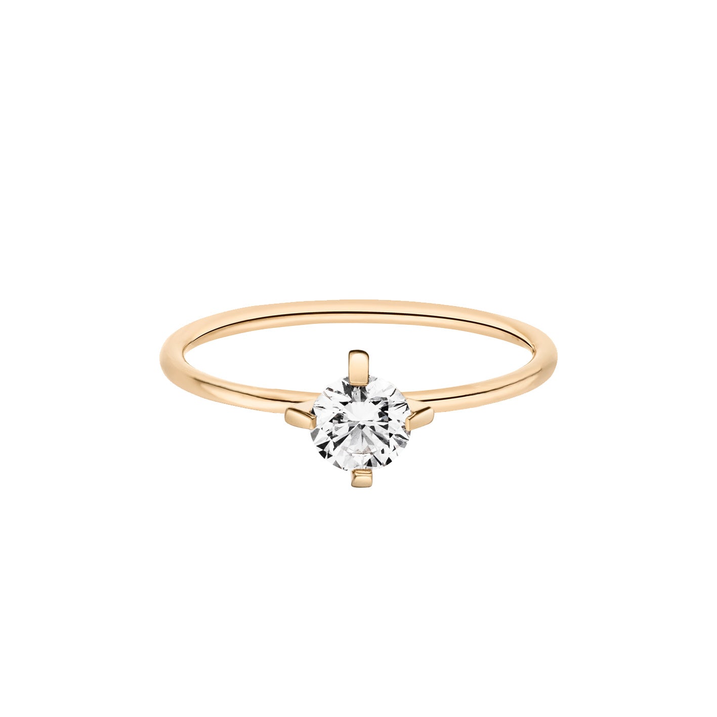 Solitaire Ring: Handgefasster synthetischer Solitaire Diamant