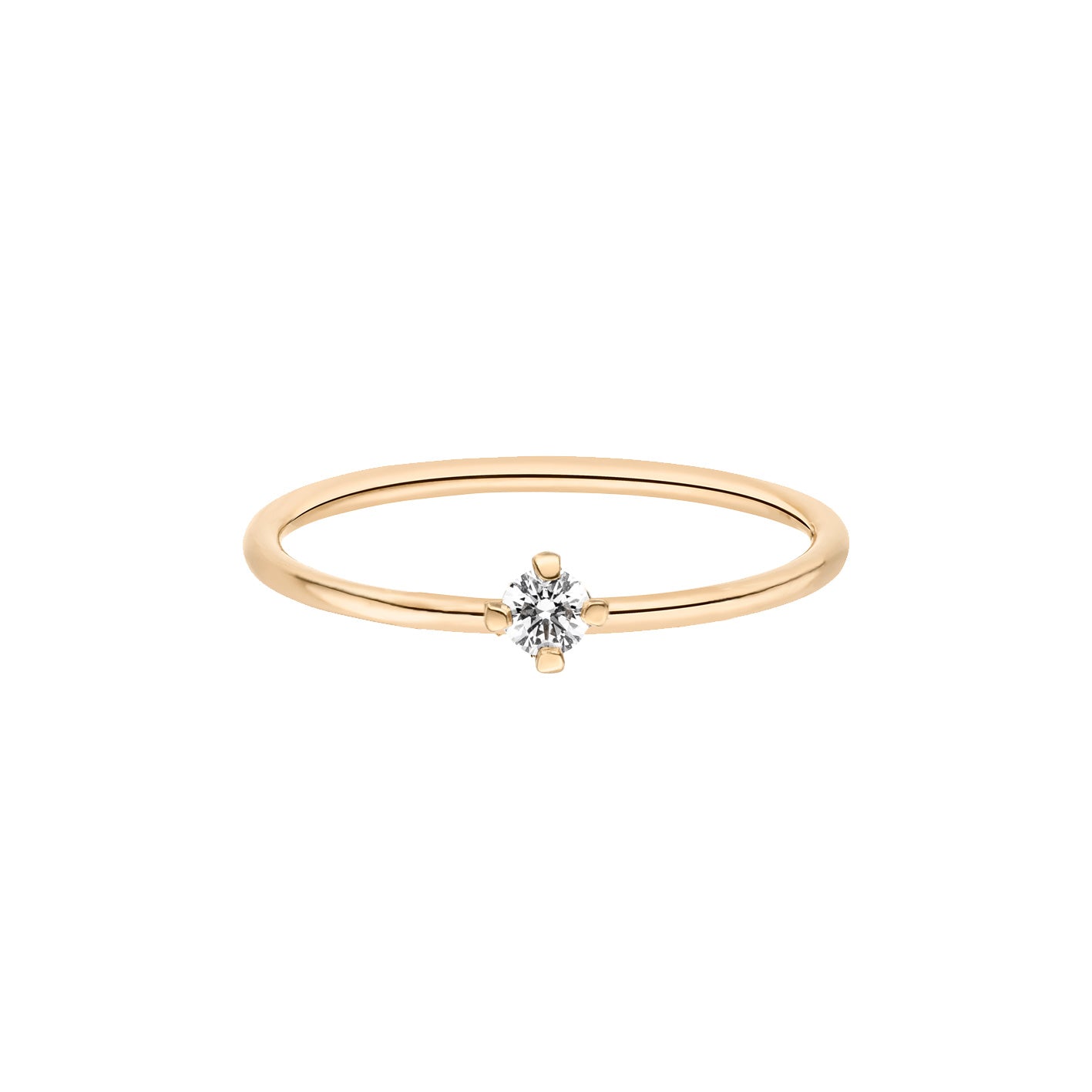Goldener Solitaire Ring: kleiner, dezenter Labordiamant