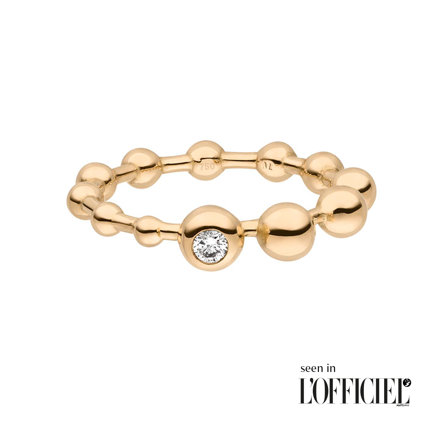 Kugelring mit Stein: Goldperlen mit Diamanten