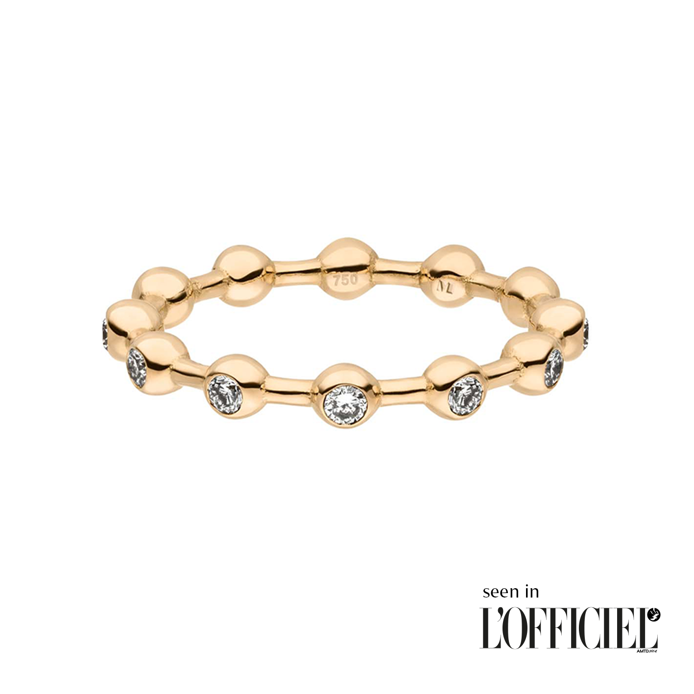 Infinity Ring mit goldenen Perlen & Diamanten